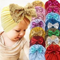 Wholesale Baby Girls Boys Bowknot Turban Hats Glitter Bling Bows Elastic Headband Infant Headwrap Beanies Stretchy Hair Band Hair Accessories G10506