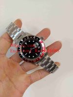 Wholesale 6 best selling BP Factory Mens Wristwatches mm Stainless Steel Vintage Red Blue Bezel Black Dial Asia Movement Automatic Me