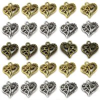 Wholesale Charms Vintage Silver Plated Love Heart Beads Needlework Charm Metal Diy Floating Pendant Jewelry Making1