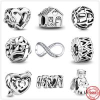 Wholesale 2020 Newst love you mum Infinity heart forever family Beads Fit Pandora charms silver Original Bracelets necklace Jewelry
