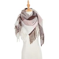 Wholesale Scarves Lattice Tassel Knit Shawl For Women Neckerchief Knitting Scarf Stripe Muffles Plaid Knitted Wrap Blanket