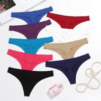 Wholesale Sexy Thong Seamless hot Underwear Elegant Panties low waist solid blue rose red black white skin1