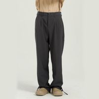Wholesale New Male Japan Korea Streetwear Black Gray Suit Trousers Men Vintage Loose Casual Straight Wide Leg Suit Pant