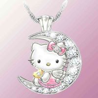 Wholesale Kuri hot selling fashion moon inlaid cute cartoon kitten women s Necklace Jewelry
