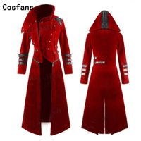 Wholesale Theme Costume Hot New Scorpion Mens Coat Long Jacket Gothic Steampunk Hooded Trench Medieval Cosplay costume for Adult Women Men Free Shippi