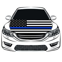 Wholesale Thin Blue Line USA national flag car Hood cover x5ft polyester engine elastic fabrics can be washed