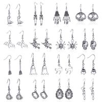 Wholesale Halloween earrings simple retro skull spider ghost witch magic hat bat distressed earrings cross border hot sale holiday jewelry horror feat