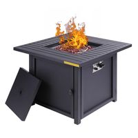 Wholesale US stock Gas Fire Pit Table BTU Square Outdoor Gas Firepits with Lava Rocks Water Proof Cover Black a53