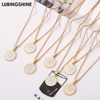 Wholesale Pendant Necklaces Fashion Stainless Steel Letter Gold Color Alphabet Long Chain Necklace For Women Choker Bridal Jewelry1