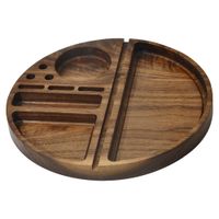 Wholesale 2022 new Round Diameter MM Natural Walnut Wooden Tray Mutifuction Woods Rollings Tray Wood Trays Rolling Cone or Paper
