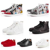 Wholesale Factory Sale Sneakers Classic Studded Red Bottom high tops Men Women spiked sneaker Geunuine Leather Suede Rivets Trainers Wedding Dress