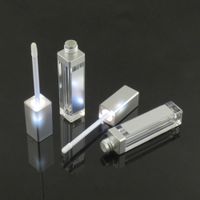 Wholesale 7ML LED Empty Lip Gloss Tubes Square Clear Lipgloss Refillable Bottles Container Plastic Makeup Packaging with Mirror and Light DHL