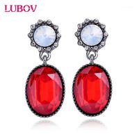 Wholesale Stud Colors Opal Earrings Shinning Elegant Lovely Gun Black Water Drop Oval Gem For Women1