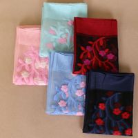 Wholesale Spring New female silk embroidered Organza silk scarves elegant embroidery with sunscreen shawls
