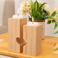 Wholesale Valentine s Day creative heart shaped Wooden Candlestick table romantic decorations candelabrum classic home party tea candle holders