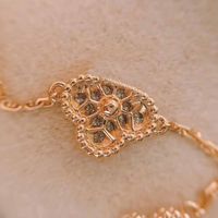 Wholesale S925 silver Six flowers charm bracelet with diamond in k rose gold plated color for women wedding jewelry gift PS5296