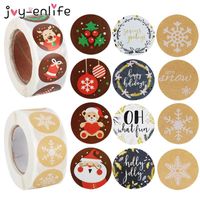 Wholesale Gift Wrap Kraft Stickers Christmas Decoration Snowflake Envelope Package Seal Labels Xmas Kerst