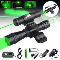 Wholesale Flashlights Torches Yards Zoomable Tactical Hunting Lantern Torch Charger Rifle Clip Switch Green Laser Dot Si