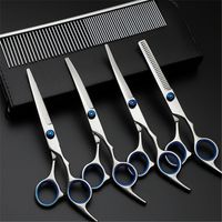 Wholesale Stainless Steel Dogs Grooming Scissors Cat Hair Thinning Straight Curved Shear Comb Pet Barber Cutting Tool JK2012KD