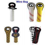 Wholesale Wine Bag Cover Favor Neoprene Holder Sunflower Printed Plaid Cooler Covers Champagne Bottle Sleeve Gift Bags Home Supplies YFA2697