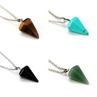 Wholesale Hexagonal Column Cone Necklaces Natural Healing Crystals Stones Pendant Ornament Water Drop Modeling Womens Parts Hot Sale zx M2