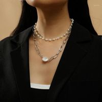 Wholesale Chains Set Multi Layered Bohemia Imitation Pearl Choker Necklace Collar Statement Gold Color Pendant Necklaces Jewelry1