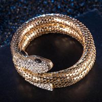 Wholesale 1PC Hot Popular Punk Gold Color Snake Bangle Retro Club Snake Spiral Bracelet Upper Arm Cuff Armlet Armband Bangle Jewelry Gifts1