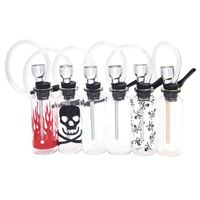 Wholesale Colorful Mini Glass Hookah Water Smoking Pipe Bottle Cartoon Prints Portable mm Height Smoking Tobacco Accessories NEW