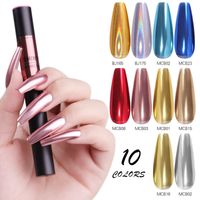 Wholesale Home Lazy nail polish glue pen Manicure Air Cushion Magic Pen Air Cushion Magic Mirror Powder Laser Gold and Silver Pen Solid