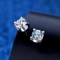 Wholesale Real VVS Stud Earrings Sterling Silver ct ct Lab Diamond Ear Studs Earrings For Women Men Gift Fine Jewelry