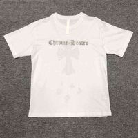 Wholesale Chrome Crocheted Cross Sanskrit Diamond Men s and Women s Loose Short Sleeve T shirt