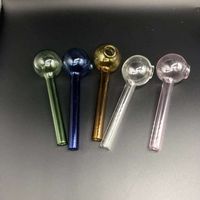 Wholesale Hot Sale Glass Pipe High Borosilicate Smoke Tool Glasses Straight Type Multi Colours Hand Spoon Smoking Pipes qf L2