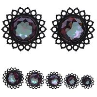 Wholesale New Arrival Pair Acrylic Black Flower Design Saddle Ear Plug Tunnel Jewelry Body Piercing mm Choose