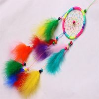 Wholesale Bed Room Dream Net Catcher Home Furnishing Wall Hanging Wind Chime Natural Colorful Fluff Feather Dreamcatcher Handmade Decorate sj M2
