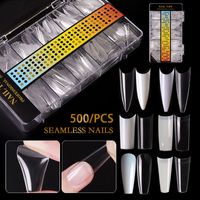 Wholesale 500pcs Box Nail tips Acrylic False Nails Seamless Nail Extension Full Ballerina Stiletto Coffin French Tip Almond