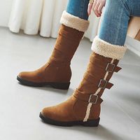 Wholesale Boots Fashion Women Snow Female Frosted Belt Buckle Student Suede Low Heel Slip On Casual Winter Spring Young Japan Girl