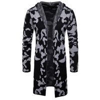 Wholesale Men s Wool Cardigan Autumn Winter Warm Thick Camouflage Hooded Slim Fit Long Sweaters Knitted Cotton Casual Male Jacket Y200917