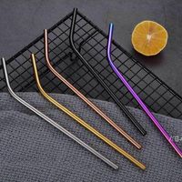Wholesale 7pcs set Portable Stainless Steel Straw Set Eco Friendly Reusable Straight Bent Straws Cleaning Brush Spoon Drinking Straws With Box RRF1356
