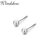 Wholesale 2mm mm Cute Sterling Silver Small Round Ball Stud Earrings For Women Men Girls Kids Child Baby Body piercing jewelry Aros1