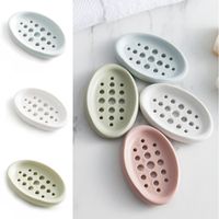 Wholesale Portable Silicone Soap Dishes Holder Bathroom Shower Soap Storage Plate Dishes Boxes Container Home Kitchen Bathroom Supplies DB G2