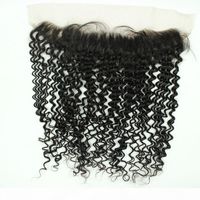 Wholesale Brazilian Human Hair x2 Lace Frontal Ear To Ear Closure Deep Curly With free Parts Inches with baby hair