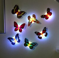 Wholesale Colorful light Butterfly Wall Stickers Easy Installation Night light LED Lamp Home living Kid Room Fridge Bedroom Decor