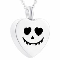 Wholesale Heart Stainless Steel Halloween Pumpkin Head Smiley Necklace Jewelry Ashes Memorial Pendant Cremation Urn With Fill Kit