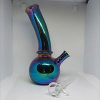 Discount rainbow water pipe Rainbow Ball Hookah Glass Bong 7.9 inch Water Pipe 14mm Male Bowl Beaker Bubbler Tobacco
