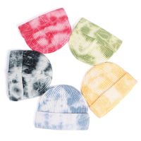 Wholesale Men Hip Hop Tie Dye Knitted Hats Streetwear Skullies Beanies Hats Autumn Winter Soft Cotton Warm Caps Japanese Style