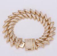 Wholesale Fashion European and American mm Miami lock thorn antique bracelet full of zircon Bling Hip hop men s accessories