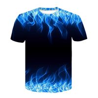 Wholesale Men T shirt blue flame t shirt Short Sleeved Casual Psychedelic Tshirt d Printing Men s Tops kg