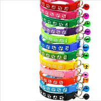 Wholesale 12styles Dog Puppy Cat Collar Breakaway Adjustable Cats Collars with Bell Bling Paw Charms pet decoration supplies fast ship