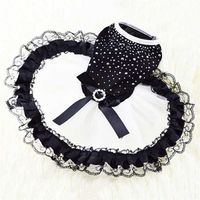 Wholesale Black white Diamond Dog Dresses Summer Small Clothes Ropa Perro Chihuahua Tulle Skirt Cute Puppy Dress Yorkshire Pet