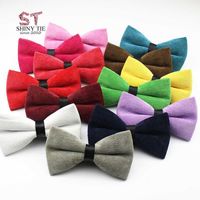 Wholesale Neck Ties Fashion Men s Leather Bow Tie Pure Color Solid Corduroy Black Red Candy CM Soft Cotton Butterfly Jacquard Neckware Gift1